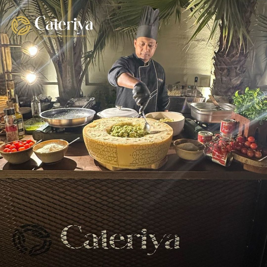Pasta Station in Parmesan Wheel by Cateriya