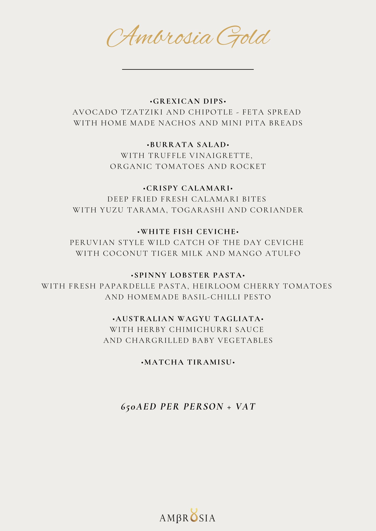 Gold Menu by Ambrosia