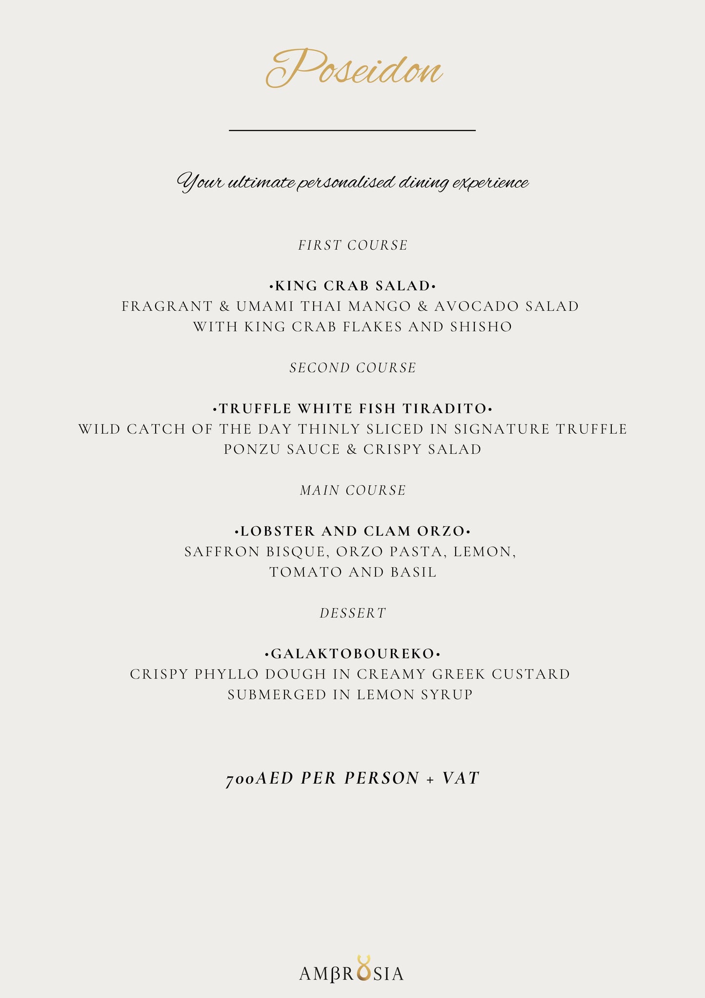 Poseidon Menu by Ambrosia