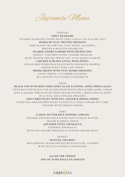 Japanese Menu by Ambrosia