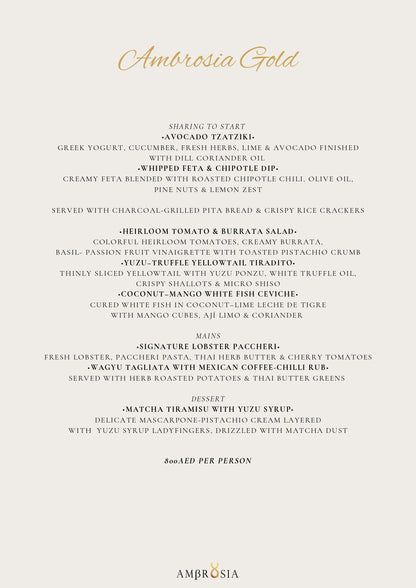 Gold Menu by Ambrosia